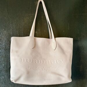 Burberry Remington light pink leather branded large tote bag